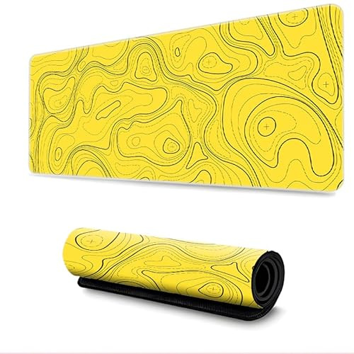 Treer Tapis de Souris, XXL/XL/L, Jaune, Tapis de Souris Gamer avec Caoutchouc Base Antidérapante, Tapis Souris pour Gaming, Maison