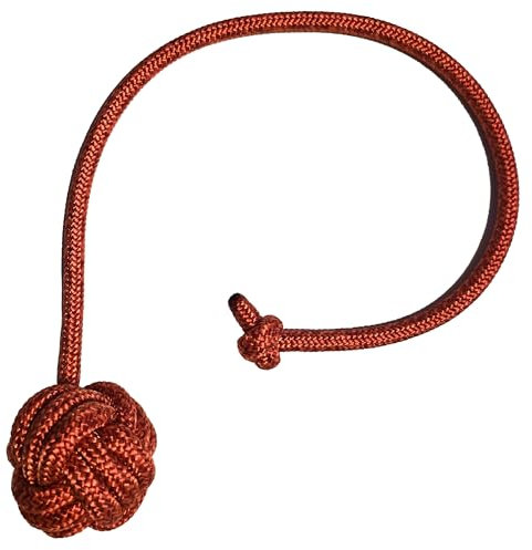 Wurfknoten Affenfaust in Rot, Blau, Grün - Extra Robustes Spielzeug für Hunde, Zerrspielzeug Hund mit 4cm Durchmesser und 35-40cm Seillänge - Handmade in Germany (Rot)