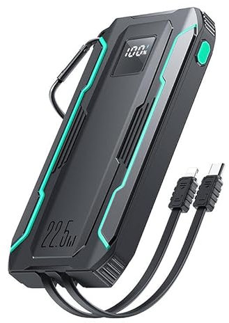Joyroom JR-L017 22,5 W 10000 mAh Powerbank mit Dual-Kabeln, Schwarz