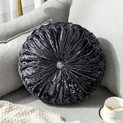 Fouriding Eisblume Rundes Kissen 35cm,Kürbis Wurfkissen Rad Wurfkissen Kissen Bodenkissen für Wohnzimmer Sofa Bett Stuhl Boden Auto Heimdekoration (Dunkelgrau)