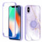 Yoedge Kickstand Phone Case for iPhone X/XS 5.8,360°Rotatable Magnetic Ring Holder Cases,Full Body Shockproof Silicone Back Cover with Built-in Screen Protector,Purple Marble Pattern
