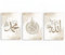 Beige Islamische Kalligraphie Wandkunst Ayat Al Kursi Leinwand Poster Blume Muslimische Kunst Malerei Druck Bilder Wohnzimmer Dekor-40x60cmx3 Rahmenlos