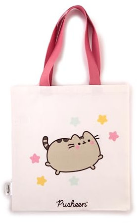 Wiederverwendbare Einkaufstasche Pusheen die Katze, Damen, Mädchen, Universität, offizielles Lizenzprodukt von Pusheen the Cat, elfenbein, Taglia unica, Zeitgenössisch