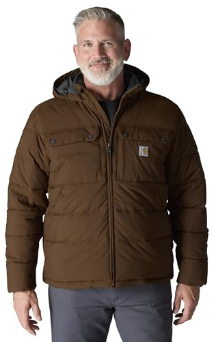 Carhartt Montana Loose Fit Jacke Herren - Gefütterte Wind- & Wasserabweisende Arbeitsjacke mit Sherpa-Futter - Isolationsjacke mit Rain Defender & Kapuze - Outdoor-Jacke