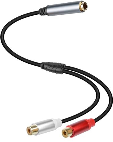 RIIEYOCA Cavo Audio Separatore 6,35mm a 2 RCA, 1/4 Pollice Jack TRS Stereo Femmina a Doppia Presa RCA Femmina per Mixer, Amplificatori, Ricevitori AV (0,3m/1ft)