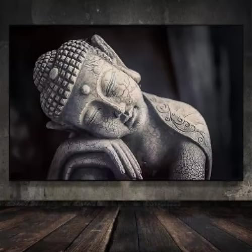 HIPWST Meditierende Buddha-Statue, Leinwandbild, Poster, Drucke, Wandkunst, Bilder für Wohnzimmer, Heimdekoration, 40 x 60 cm, rahmenlos