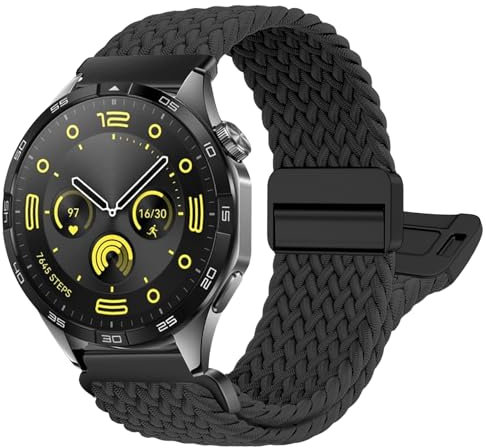 chinbersky Geflochten Armband für Huawei Watch GT5/GT3/GT 4/GT3 Pro/GT5Pro 46mm/GT2/GT 46mm/GT2Pro/GT2e/GT Runner/Huawei Watch3/3Pro/Watch 4/4 Pro/Galaxy Watch 46/3 45mm, 22mm Magnet Nylon Band