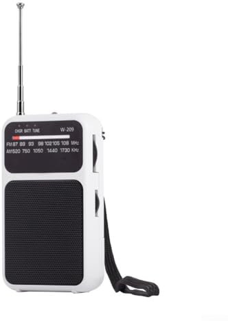 Petites radios portables AM FM, radio de poche avec large gamme de fréquences, radios transistors à piles avec haut-parleur et prise casque (blanc)