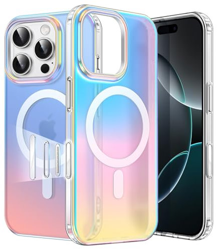 JETech Iridescent Case for iPhone 16 Pro 6.3-Inch with Camera Control Capture Button, Compatible with MagSafe, Cute Unique and Aesthetic Design, Colorful Translucent Cover (Iridescent)