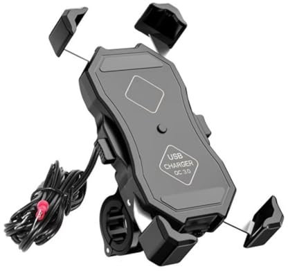 Soporte Movil Bicicleta Moto Soporte para teléfono móvil para Scooter, Motocicleta, con Cargador inalámbrico USB Qi QC 3.0 Bike Phone Holder(with QC3.0 Charger)