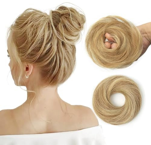 Haarteile Echthaar Echthaar Dutt Haarteil Dutt Haarteil Haargummi Mit Haaren Mit Klammer Scrunchies für Glattes Haar für Frauen für Damen Mit Gummiband Braids Extensions Hochwertige