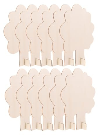Décorations en Bois Arbre Garçon et Filles 12 Pièces, Lot pour DIY | Beige, Forme Arbre, pour Écriture et Loisirs Créatifs à Maison, Bois Non Peint pour Bricolage