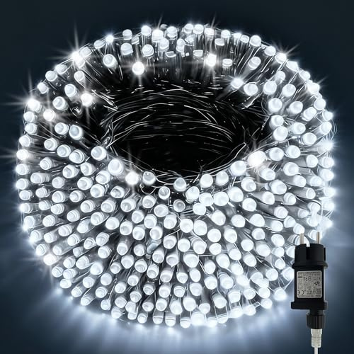 SINGCHUNGTE 500LED Lichterkette Aussen, 52M Lichterkette Außen Wetterfest 8 Modi IP44 Wasserdicht, Lichterkette Outdoor für Balkon Balcony Garten Terrasse Zaun Camping Tor Hof Party Hochzeit (Weiß)