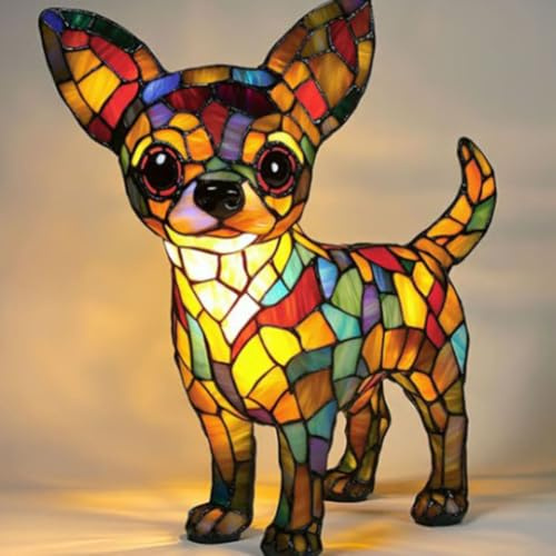 JHNGYJY Hunde Serie Nachtlicht – Retro Harz Hund Tischlampe, 3D Welpen Nachtlicht, USB Tierlampe für Schlafzimmer, Wohnzimmer und Geschenk für Hundeliebhaber, Chihuahua B
