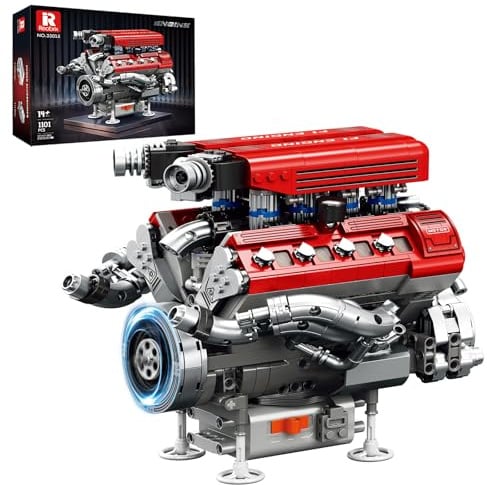 Reobrix V8 Engine Model Kit for Adults, Mechanical Car Engine Building Set