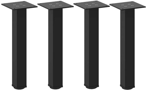 Tomostar Lot de 4 Pieds de Table Basse, Pied de Support Pied de Meuble Métal 4 pièces Noir 42-44 cm Acier