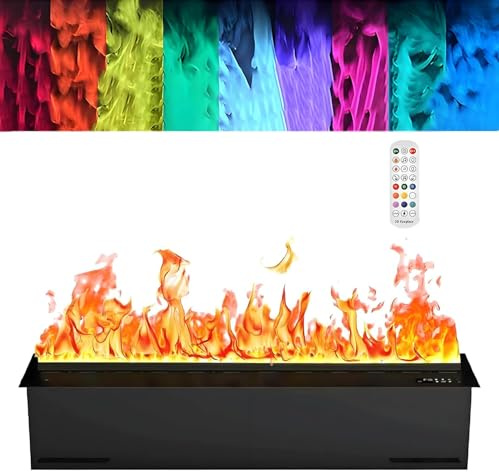 vanenferse Cheminée À Vapeur d'eau 3D, Cheminée Électrique Decorative, Chauffage D'appoint Humidifiant À Flamme Simulée, Remplissage d'eau Automatique, pour Maison, Bureau, Hôtel
