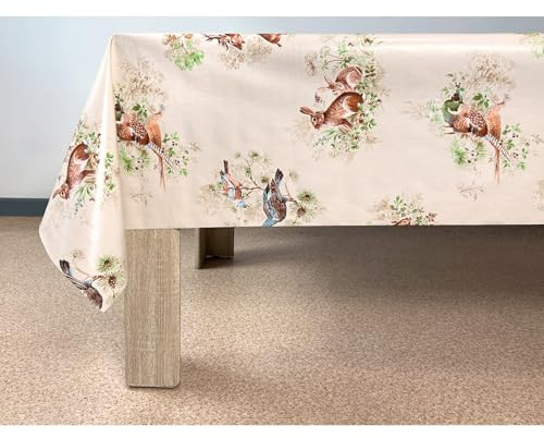 DecoMeister Wachstuchtischdecke 140x100 cm - Wachstischdecke abwaschbar und wetterfest - Meterware Wachstuch mit Vliesrücken - Outdoor Tischdecke für Küche und Garten - Waldtiere