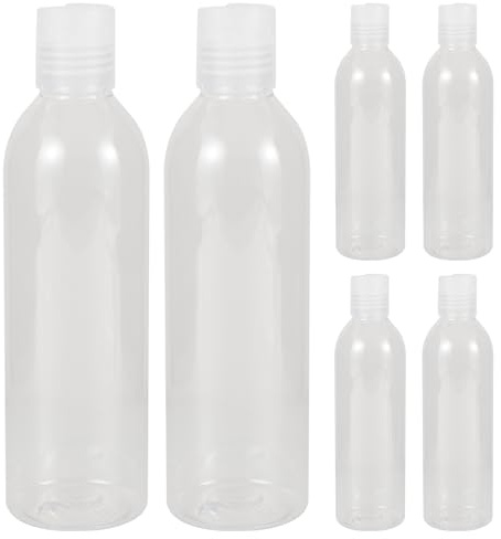 VILLFUL Lot de 6 Bouteilles Rechargeables 250ml pour Shampoing et Lotion, Flacons Vides Bouchon à Pression, Réutilisables en Pet et Pp, Faciles à Nettoyer, pour Voyage et Extérieur