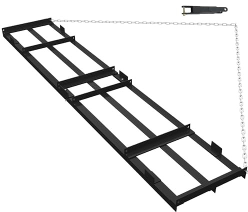 Garvee Herse traînée lourde pour gravier, sable, sol, foin – Râteau niveleur robuste avec barres réglables et chaîne – Compatible ATV/UTV/tracteur/tondeuse – Accessoire de tondeuse | Noir 72×20 pouces