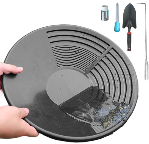 Kit D'orpaillage 5 Pièces Batee Orpaillage Kit Équipement De Tamisage Manuel Casserole Minière En Plastique Noir Largeur De Prospection D'or Classificable Large, Poêle En Or Pour Prospection, Équipeme