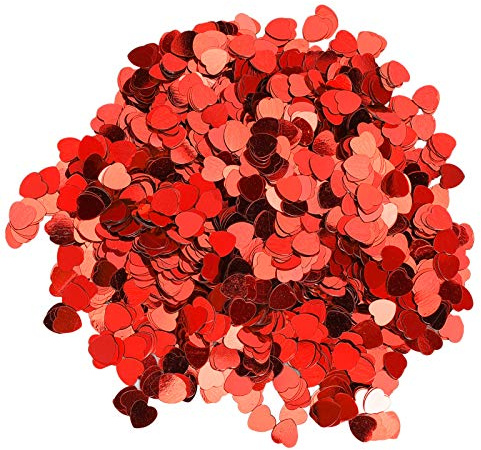 Zerodis Other Collectibles 100G PVC Glitter Sprinkle for Party Decoration with Flat Surface and Glossy Edges Suitable for Christmas New Year Wedding Birthday Invitations Gift Bags Heart (Red)