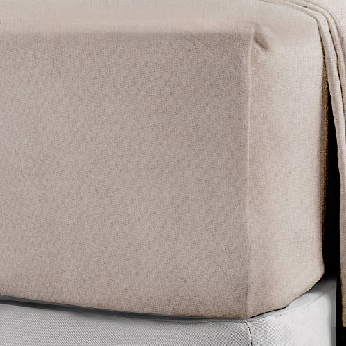 Niys Luxus-Bettwäsche, Spannbettlaken aus 100 % gebürstetem Baumwollflanell, extra tief (40 cm), für Kingsize-Bett, Beige