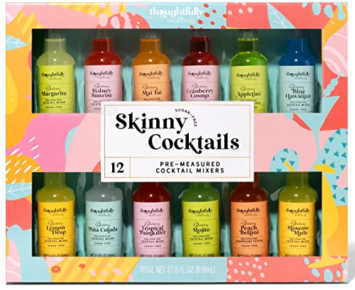 Thoughtfully - Skinny Cocktail Mixer - Mix aus Blue Hawaiian, Sydney Sunrise, Mai Tai, Cosmo, Lemon Drop und mehr - 12er Set á 68ml