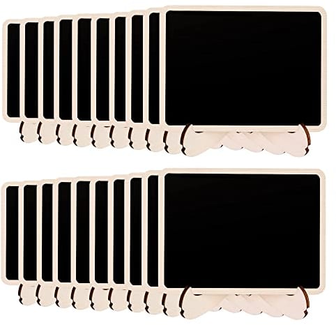 Amazon Basics Kleine Tafel-Holzschilder mit Staffelei, 20 Stück, 8B x 10H cm, Schwarz