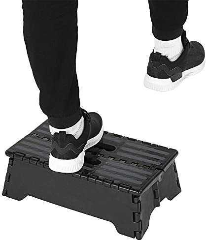 Tragbarer Tritthocker, zusammenklappbar Trittstufe für Kinder und ältere Menschen mit Behinderung Kinder-Fußhocker, Stabiler Kunststoff, Rutschfester Tritthocker mit Tragegriff 38 x 21,5 x 13 cm