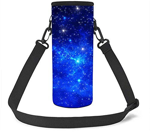 UOIMAG Starry Sky Water Bottle Pouch Neoprene Insulated Bottle Carrier Galaxy Outer Space Shoulder Strap Bottle Bag Pouch Small Size 500ML