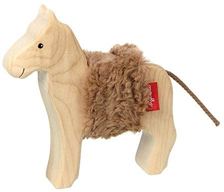 SIGIKID 39395 Holztier Pferd Cudly Wudly Mädchen und Jungen Babyspielzeug empfohlen ab 3 Jahren natur/braun