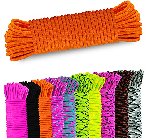 Neu NEU AMZoutdoor® 4mm Paracord 550 Schnur | Paracord Schnur | 7 Kernstränge | Outdoor Ausrüstung | Outdoor Camping | Paracord Schnüre für Hundehalsband | Hundeleine Paracord (5 Meter, Neon Orange)
