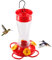 Nature's Rhythm Vogelfutterstation mit 4 Bienenschutz, Kunststoff, gelbe Blumen, Futteröffnung, 237 ml, Glas, Quetsch-Taille, Kolibri-Futterstation (1 Stück)