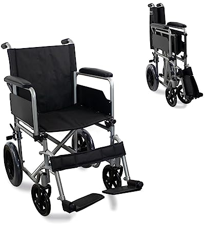 Mobiclinic®, Rollstuhl faltbar und leicht, Marsella, Schnellspanner-rollen auf knopfdruck, Robust, Sitzbreite 46 cm, Klappbare fußstütze armlehnen, Bremshebel, Reifen 12