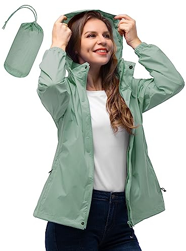 33,000ft Women's Rain Jacket Waterproof Lightweight Packable Raincoat with Hood for Golf Hiking Travel Windbreaker