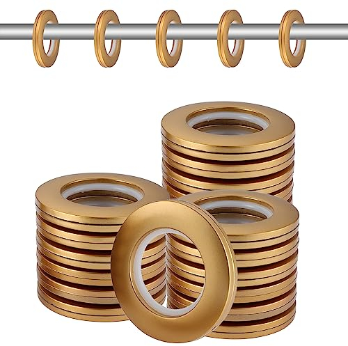 Knpwer 32 Stück Vorhang Ösenringe,Vorhangringe Stoffösen Runde Plastikringe Clips Innendurchmesser 40mm DIY Ringe für Fenstervorhang,Duschvorhang (Matte Gold)