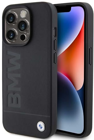 BMW BMHCP15XSLLBK Hülle für iPhone 15 Pro Max 6.7 Schwarz Leather Hot Stamp