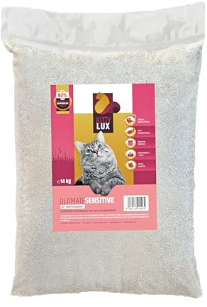 KITTYLUX KittyLux klumpende Katzenstreu Ultimate Sensitive 14kg mit Babypuderduft für Sensible Katzen, Klumpstreu 100% Naturbentonit, Feste Klumpenbildung, schnelle Geruchsbildung, geringer Verbrauch