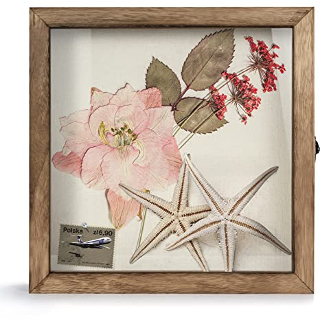 TJ.MOREE Schattenbox-Rahmen, Blumen, 30,5 x 30,5 cm, Glasfenster, Hochzeitsstrauß, Erinnerungsstücke, Medaillen, Fotos, Andenken