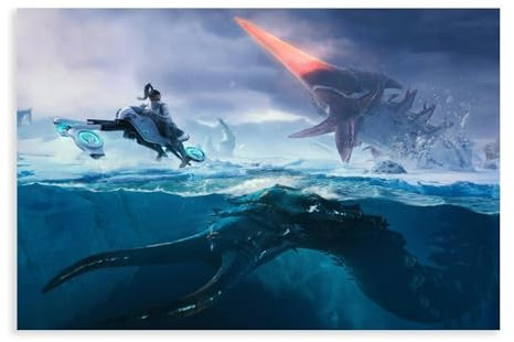 KJUFE Subnautica-Poster mit Videospielen, Leinwand-Poster, Wandkunst, Dekordruck, Bild Gemälde für Wohnzimmer, Schlafzimmer, Dekoration, 20 x 30 cm