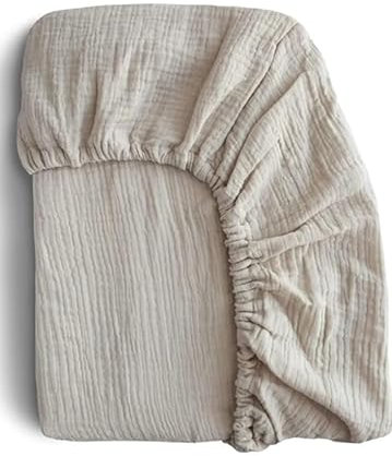 Musselin Spannbettlaken mit Gummizug in Graubeige in verschieden Größen (90x200+27cm)