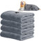 Grillix 4 Stück Hunde Handtuch Maschinenwaschbar,Grau Schnelltrocknend Haustier Mikrofaser Handtücher, 75 x 35 cm Hunde Handtuch für Katzen, Hunde Oder Andere Haustiere