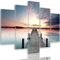Feeby Impression Sur Toile Quai Coucher de soleil 5 Pièces 200x100 cm Type A Tableaux Tableau Mural Image Moderne Photo Décoration Murale Artistique Photographie Design Chambre Salon Cuisine Lac Bleu