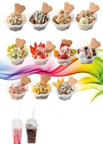 Leitsch-Media 2x DIN A1 Werbe-Plakat, 59 x 84 cm, 170g Papier glänzend, Modell V1, Kundenstopper Banner Werbung für Eiscafe Eisdiele Eiswagen Eiskarte Speisekarte, Menü Karte Eis zum Mitnehmen