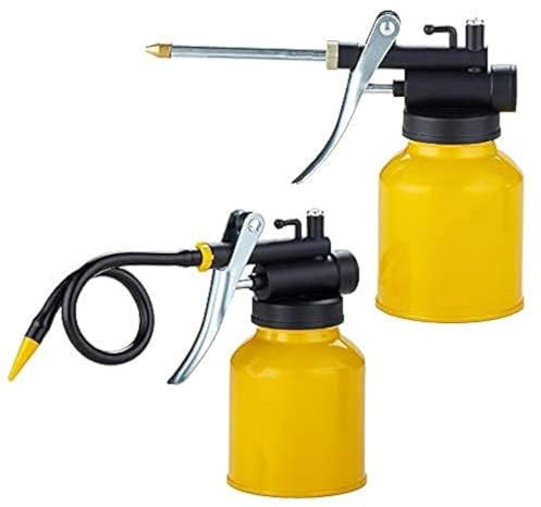 JUNCHI Hand Pump Oiler Can Professional Level 8 oz. Capacity Pump Oiler with Metal & Long Flex Spout