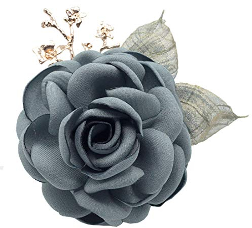 Cheerlife Fashion Elegant Haarclip Haarklipp Blumen Haarklammer Haarspange Ansteckblume Brosche Corsage Blumen Haarschmuck Blau-Grau