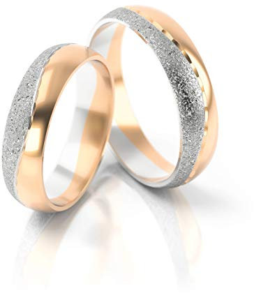JC Gold Trauringe - Rotgold Weißgold Eheringe Bicolor inklusive Stein und Gravur im Paarpreis PL011 (18 Karat (750) Bicolor)