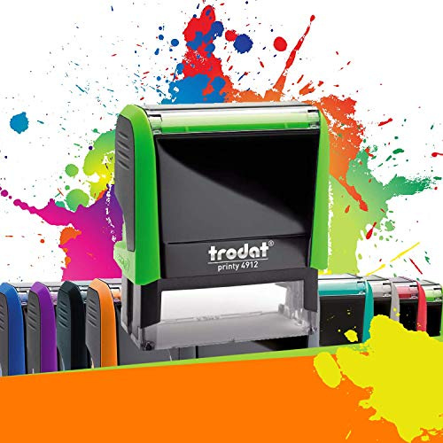 Trodat Printy 4912 - Professioneller Selbstfärbestempel mit 4 Zeilen zur Personalisierung – Textplatte 47 x 18 mm Inklusive (Grün)