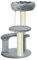 PawHut Árbol Rascador para Gato Ø40x65 cm Torre para Gatos con 3 Niveles Cuerda Colgante Plataformas en Felpa y Postes con Cuerda de Sisal Natural y Gris
